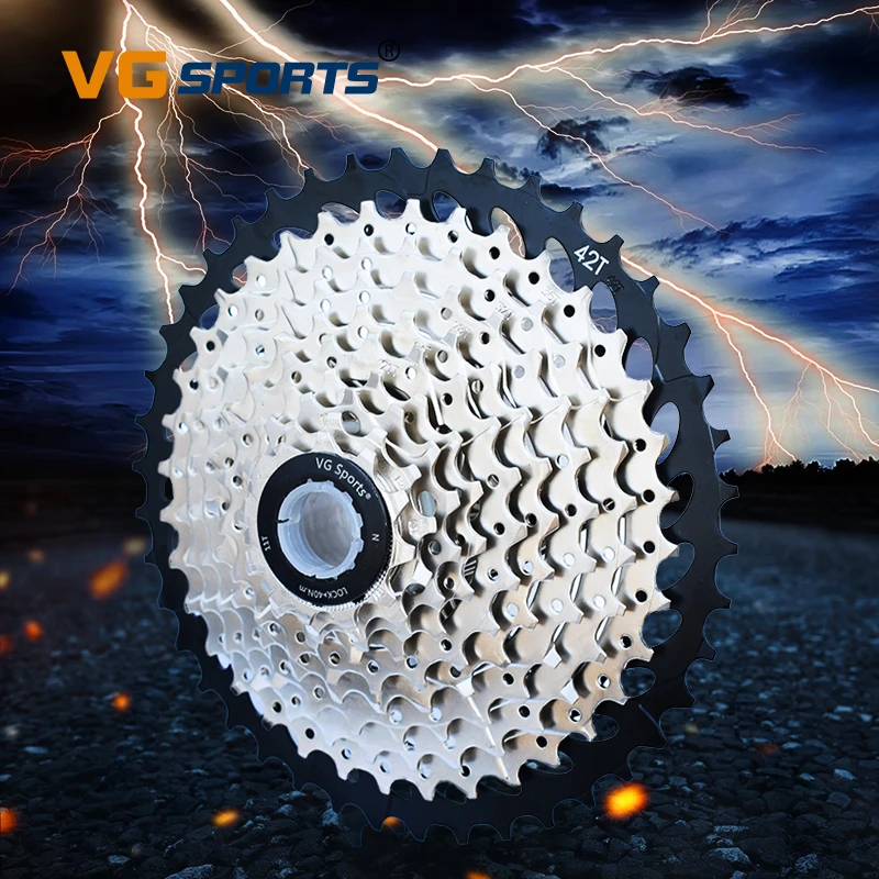 

VG SPORTS 8 9 10 11 Speed Mountain Bike Cassette Freewheel MTB Bike Cassette Sprocket Wearable Bicycle Freewheel, Silver/silver black