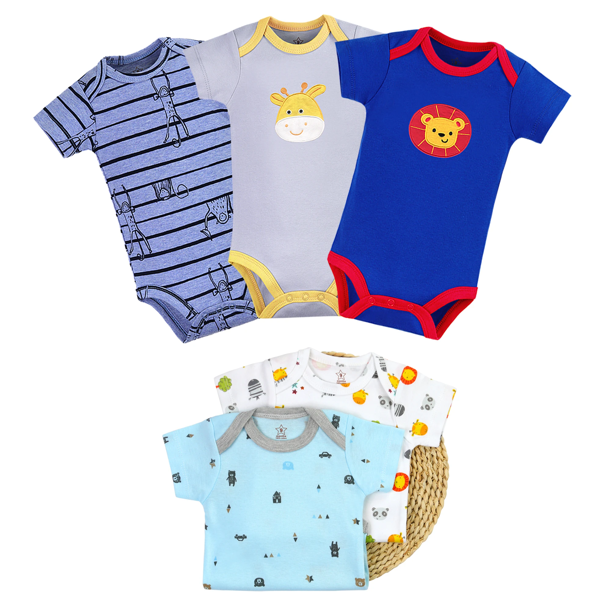 

100% cotton short-sleeve romper soft baby bodysuits for summer, Random color