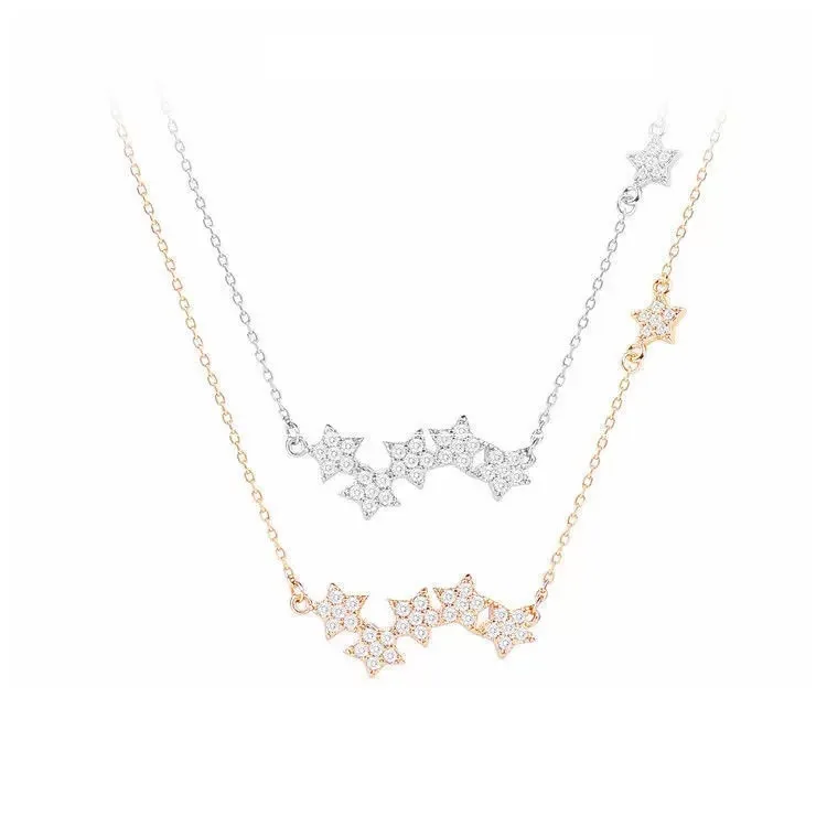 Wholesale New Fashion Jewelry Chain 925 Silver Star Crystal Necklace for Women