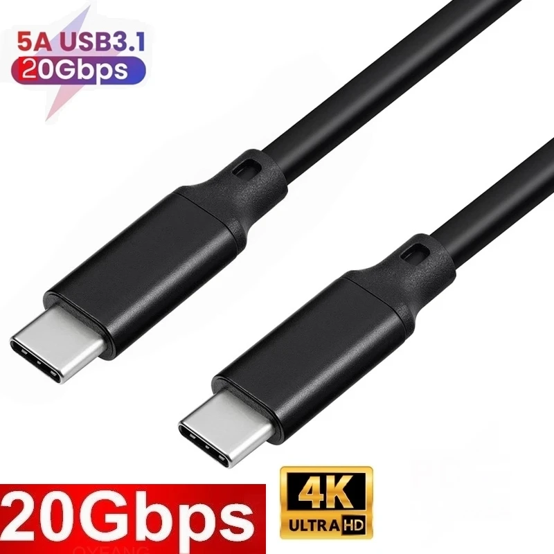 

4K 60Hz Type-C to USB C Male to male 3.2 Gen2 Video Audio Cable 100W 5A 20Gbps 10Gbps PD Type C Fast Charging Data 16pin Cable