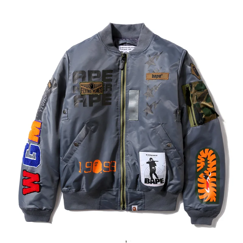 

Autumn and winter New BAPE Sweatshirt men's casual camouflage stitching baseball padded jacket black sweatshirt, Customized colors