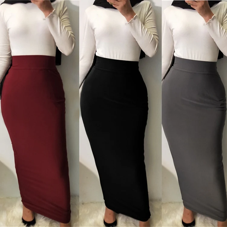 

Middle East Dubai Muslim Women Lady Elegant Long Modal Package Hip Tight Skirt
