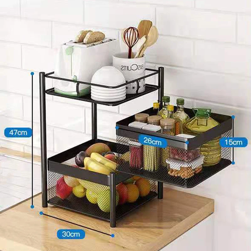 

Kitchen square vegetable rack Kitchen storage rotatable shelf desk organizer 2-5 tiers vegetable or fruit storage rack shelf