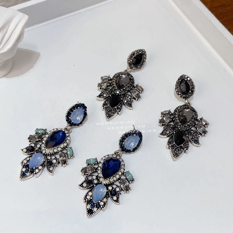 

Kaimei Fashion Leaves Rhinestone Pendientes Jewelry Gifts New Vintage Waterdrop Crystal Long Drop Earrings For Women Girls, Many colors fyi