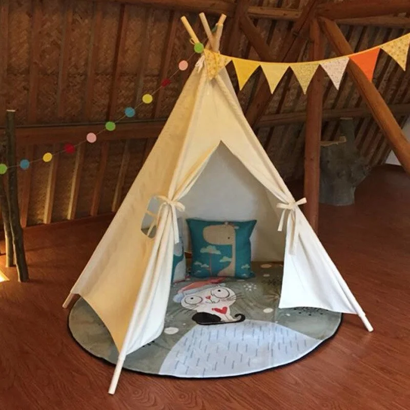

China supplier natural cotton canvas adults kids play indian teepee tent, Colorful