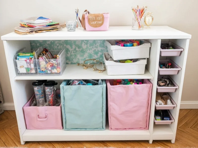 DIY craft room storage using recycled materials and modular bins