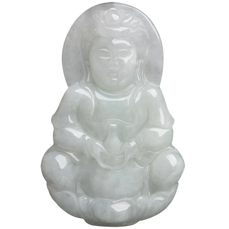 

Certified Grade A Natural Burmese Jade Guanyin Buddha Pendant Ice Jade Pendant Male Jewelry Myanmar Jade Wholesale 14