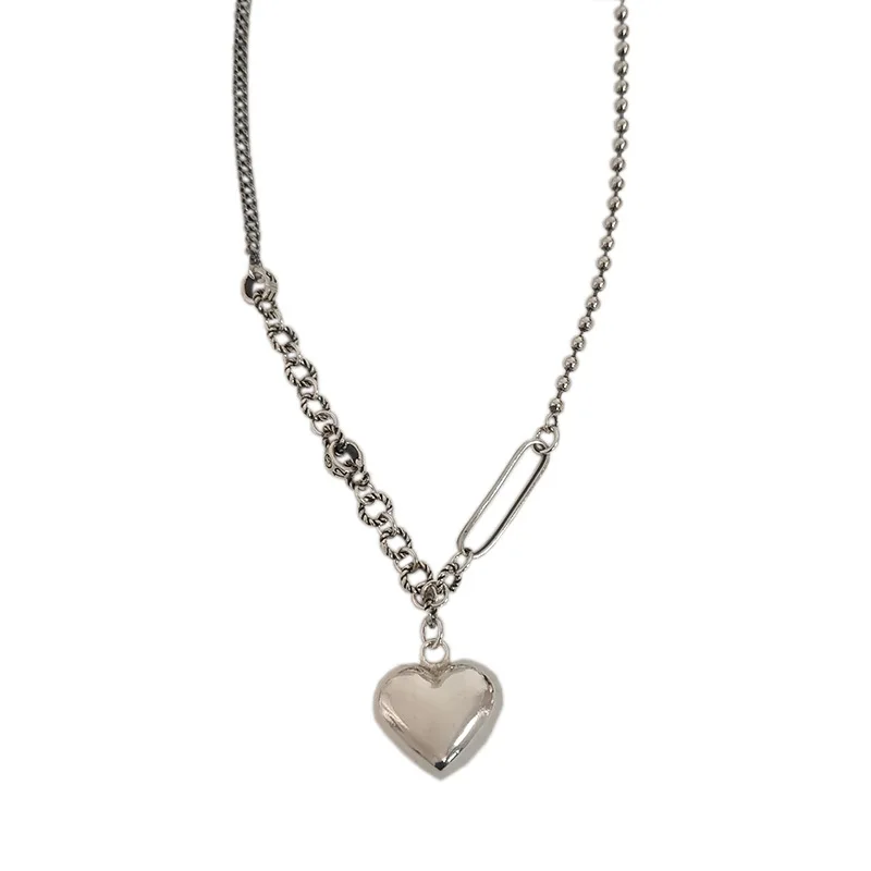 

Charare new design 18k gold pleated 925 silver heart charm pendant necklace 2020