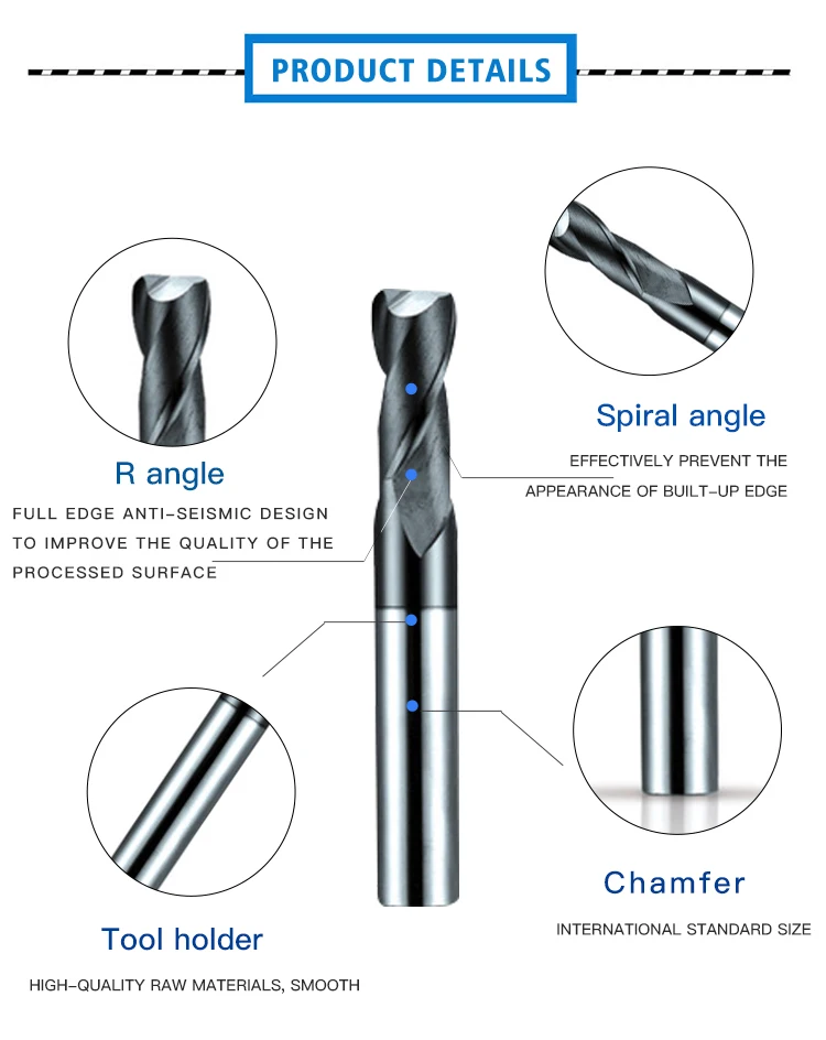 Tungsten Steel 2 Flutes Nigel Gear Cutter Milling 200mm End Milling Cutter Ballnose Milling Cutter