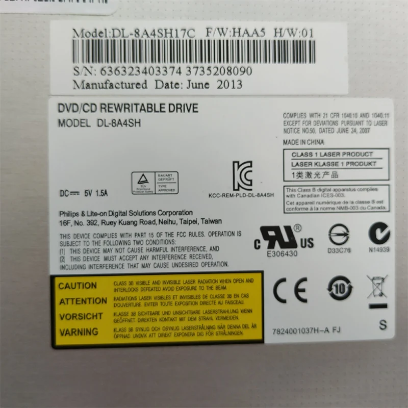 

New DL-8A4SH SATA 12.7MM Slot in Laptop DVD RW Drive