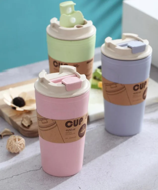 

2022 AMAZON bestseller 420ml Eco-friendly reusable Biodegradable takeaway bamboo fiber coffee cup mug with lid