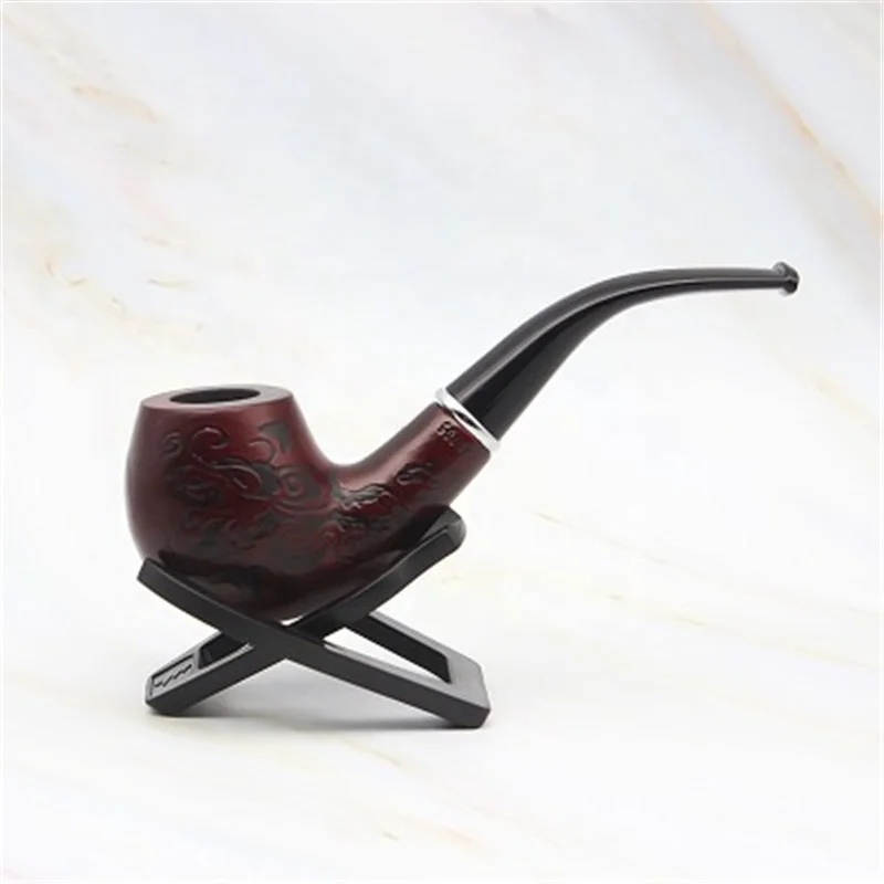 

Solid Wood Carve Pattern Detachable Smoking Pipe, Burgundy