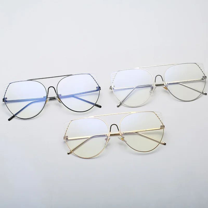 

MJ-0414 The New Fashion Simple Blue Flat Glasses Fashion Glass Frame Fashion Metal Frame Sunglasses Unisex