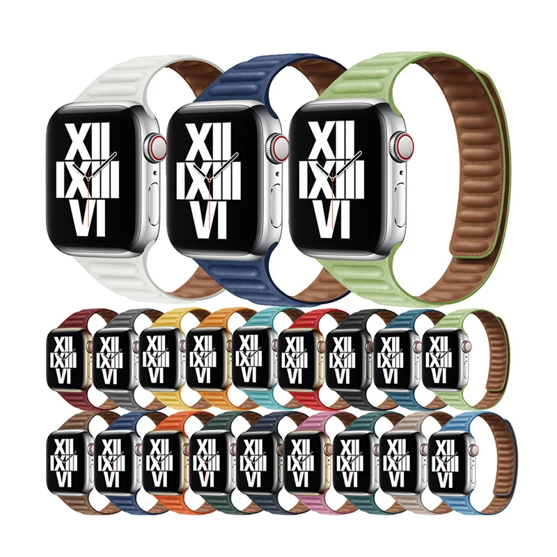 

BOORUI Leather Slim Wristband Luxury Watch Band For Apple Smart Watch 7 6 5 For apple watch band for women, 20 colors