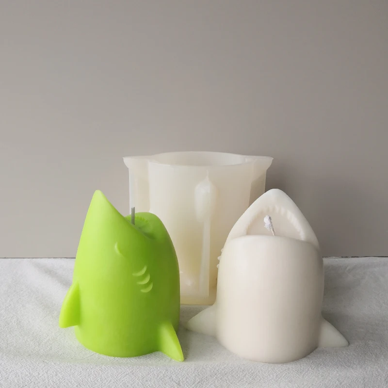 

J1156 Handmade Soap Candle Aromatherapy Plaster Making Mould Cute Shark Shape Candle Silicone Molds, White