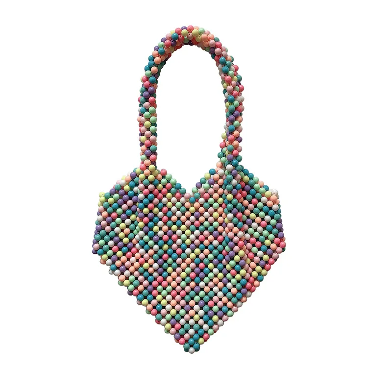 

Pearl Heart beaded bag handmade multicolor Pearl fairy heart-shaped bag, Customized color