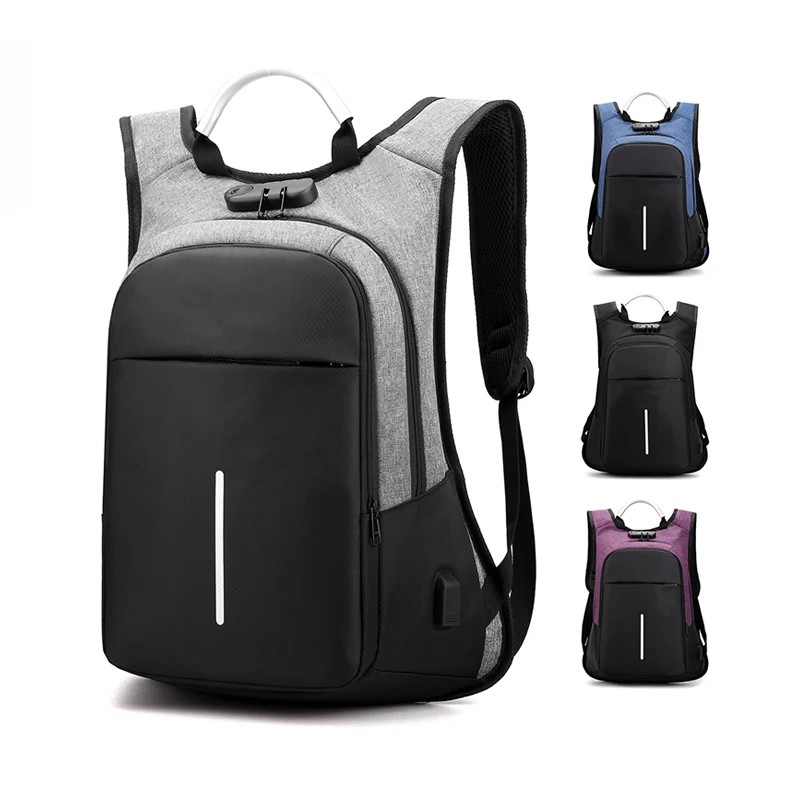 

Fashion Casual Design Multi-functional USB Charging Anti-theft Backpack Travelling Laptop Mochilas With USB Charging Port, Black/gray/purple/blue