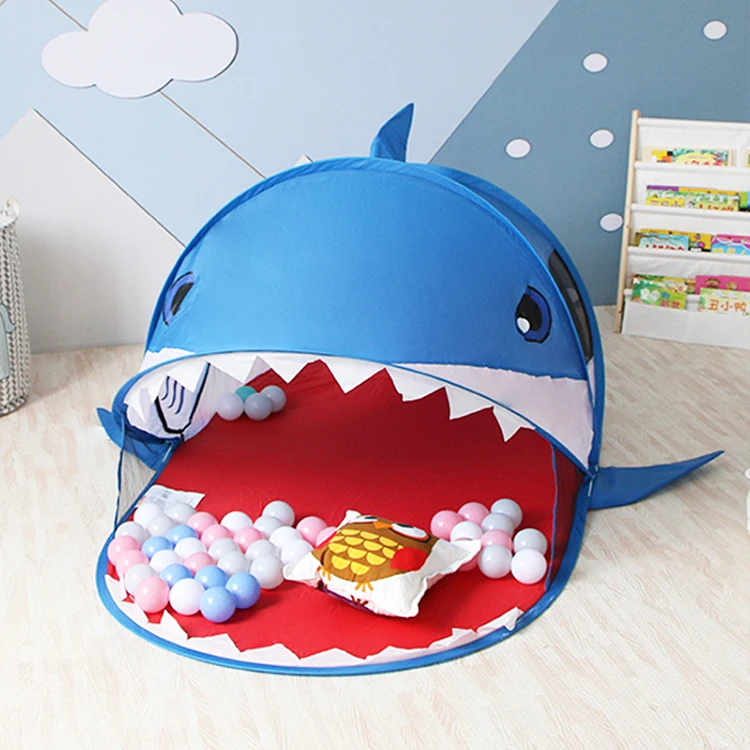 

Automatic Indoor Outdoor Kids Children High Quality Folding Animal Play Toy House Cartoon Pop Up Shark Tent, As shown