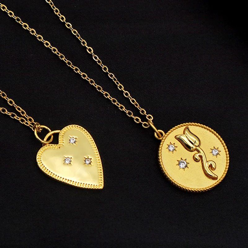

GOOD QUALITY 2021 women fashion necklace 18K gold plated stainless steel chain brass heart pendant necklaces