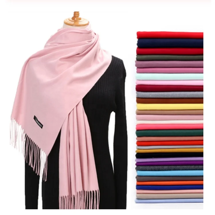 2020 New Soft Cashmere Scarves Women Solid Color Wraps Thin Long Scarf Tassel Casual Lady Winter 2711