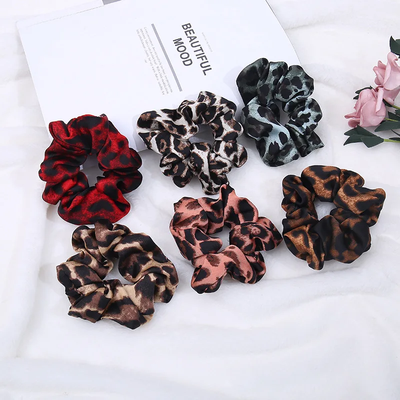 

leopard animal print hair ties ponytail holder Hair scrunchies