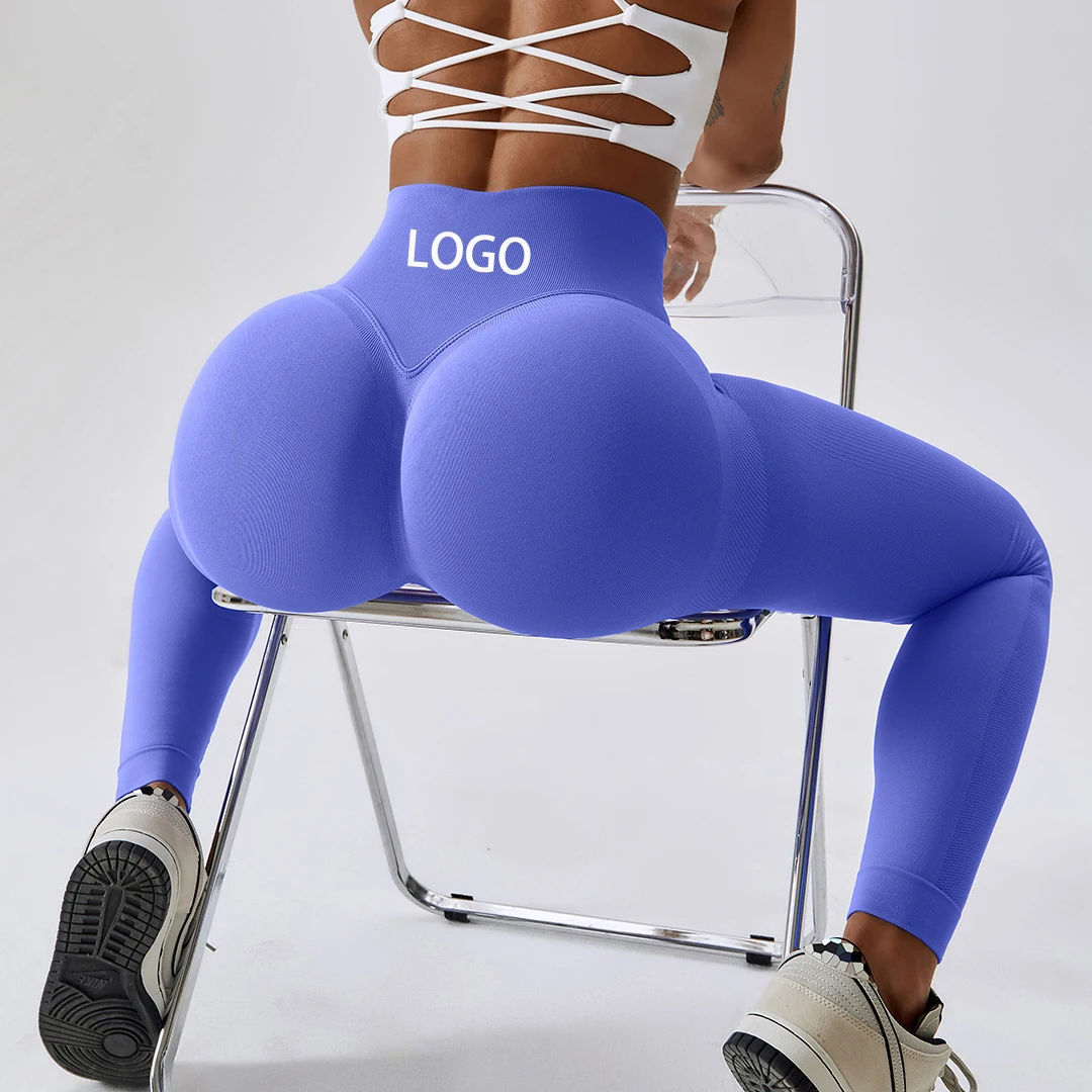 

Custom Logo Sports Wear Sexy Naked Feel Gym Fitness Workout Pants High Waist Scrunch Butt Seamless Yoga Leggings for Women