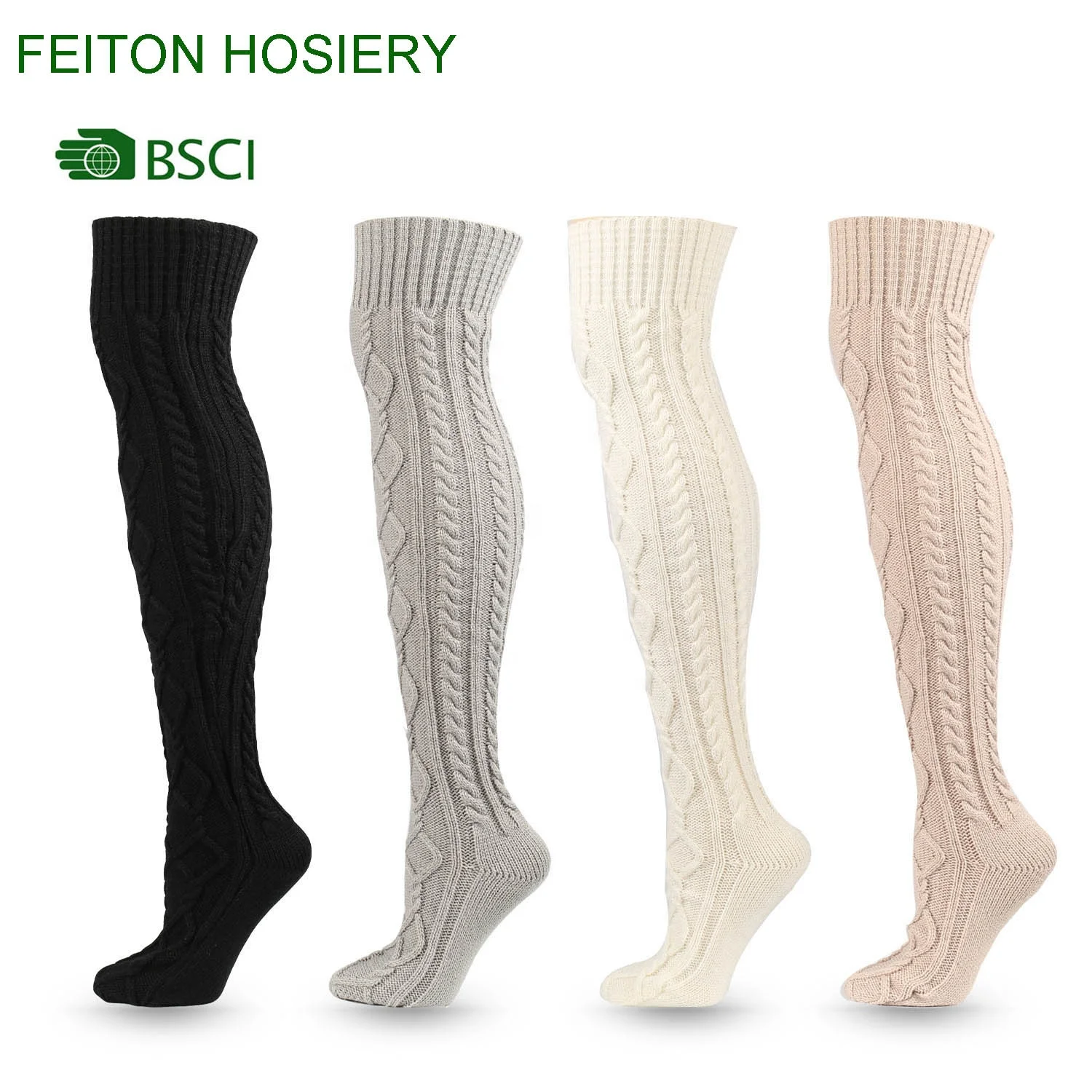 

Women Girls Winter Cable Knit Over Knee Socks Thigh High Long Boot Socks Stocking Leg Warmer