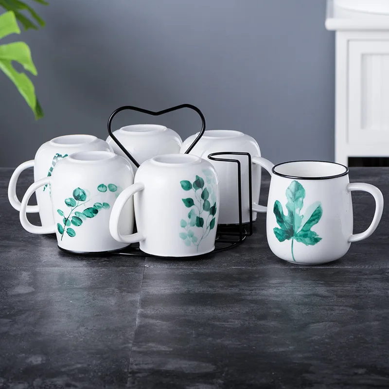 

Nordic Green Plant Ceramic High Temperature Large Household Tea Coffee Cup