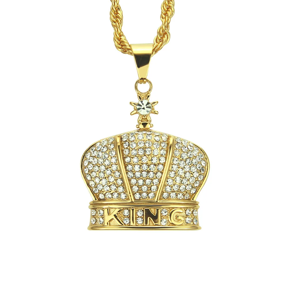 

KING Crown Pendant Necklace New European and American Hip Hop Jewelry Stainless Steel Necklace Stainless steel Necklaces