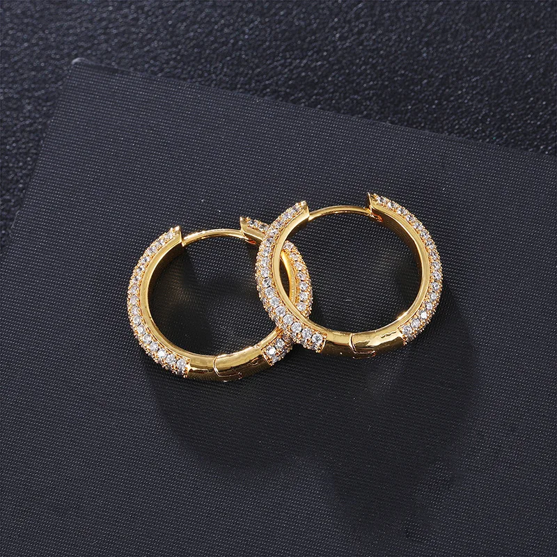 

European And American Cross-Border Popular Round Earrings Copper Inlaid Zircon Jewelry Hip Hop Earrings