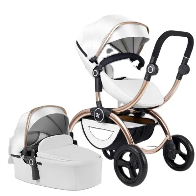 

2021 4 Wheels Travel Baby Stroller Pushchair 3 in 1 Baby Carriage /Buggy Cart, White, black, pink, khaki
