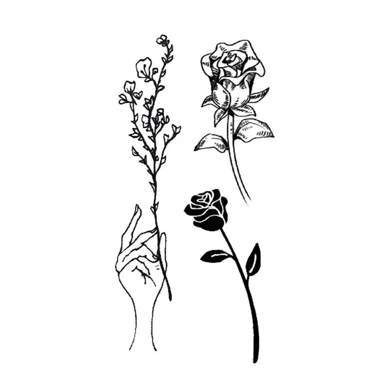 

Professional custom sexy rose body female temporary tattoo stickers, Cmyk