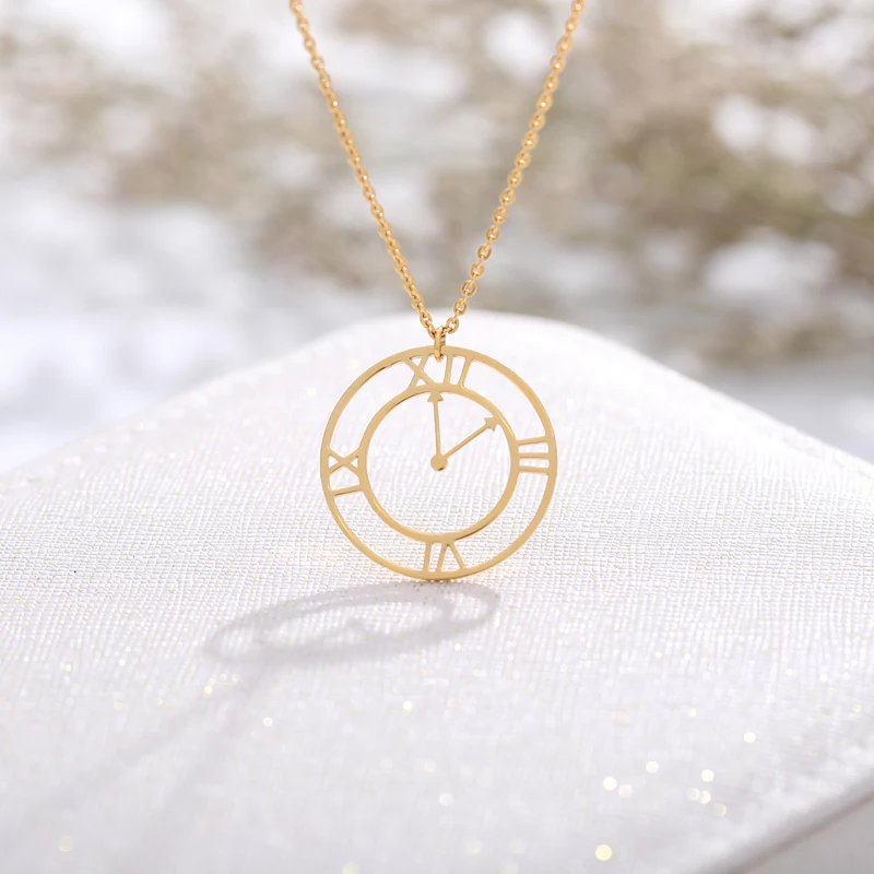 

Wholesale jewelry Funny Jewelry Stainless Steel Pocket Watch Necklaces Pendants Women Vintage Jewelry Rose Gold Round Clock Nec, Gold/ platinum/rose gold