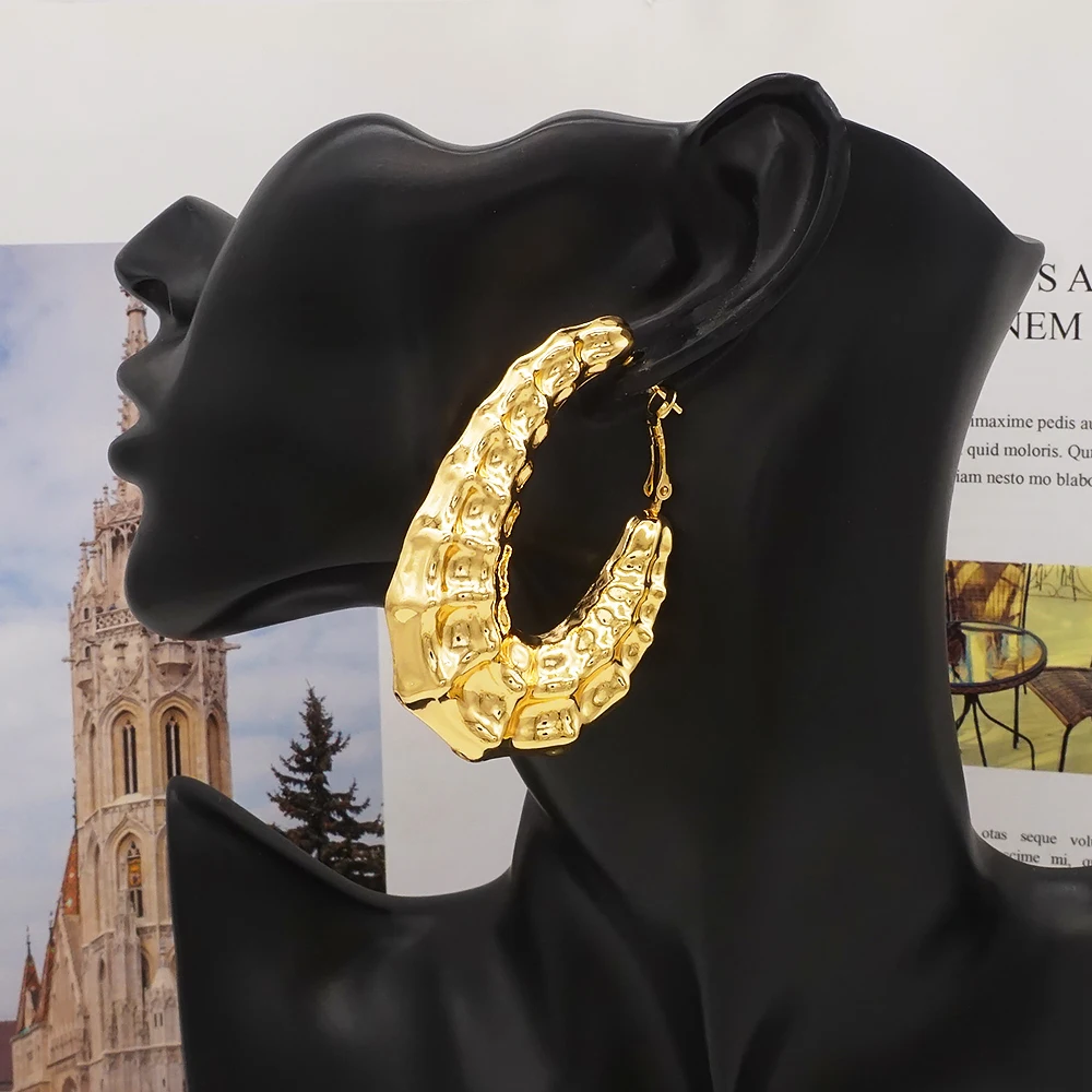 

stainless steel hoop earrings jewelry African earrings gold statement earrings for women 18k gold plated Z487