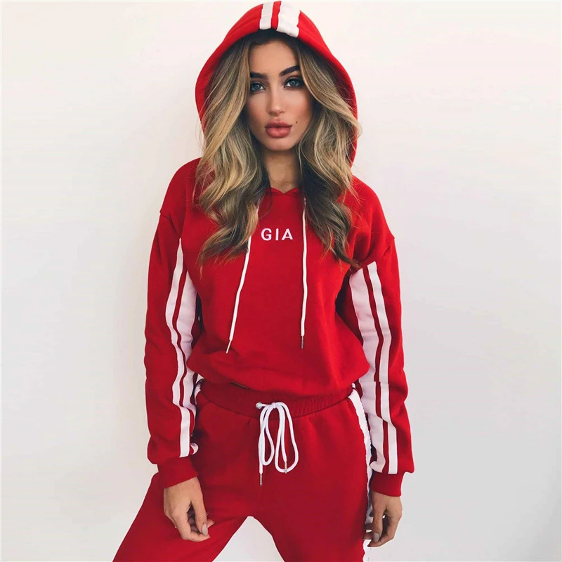 

Customized Logo Red Zip Cardigan Women Jogger Sets Matching Sweat Suits for Women Blank Jogging Suits Wholesale Tracksuits