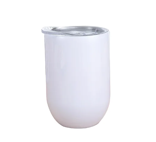 

12oz stainless steel white straight sublimation wine tumbler vacuum insulated stemless egg sublimation tumblers blank with lid, Optional colors or customized acceptable