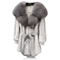 

Wholesale Natural Color Luxury Style Big Fur Collar Jacket Women Winter Mink Fur Coat