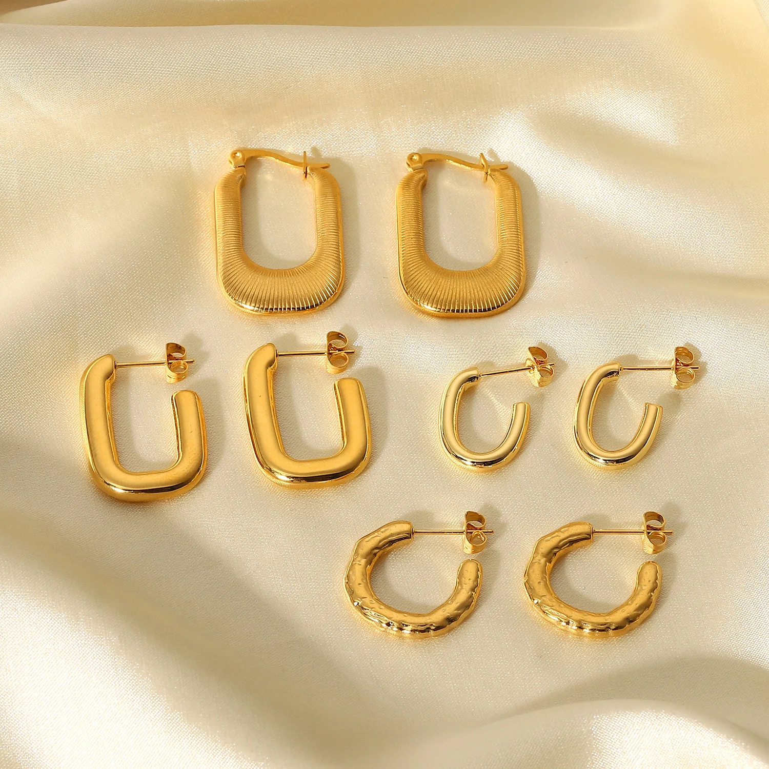 Aimgal 316 Stainless Steel Geometric Hoop Earrings 18K Gold PVD Plated Tarnish-Free Party Gift for Women REACH Certified Service