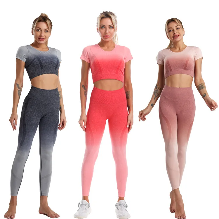 

Yoga Wear Gradual Change Yoga Wear Suit Women's Exercise Fast Dry Breathable Fitness Wear Yoga Suit