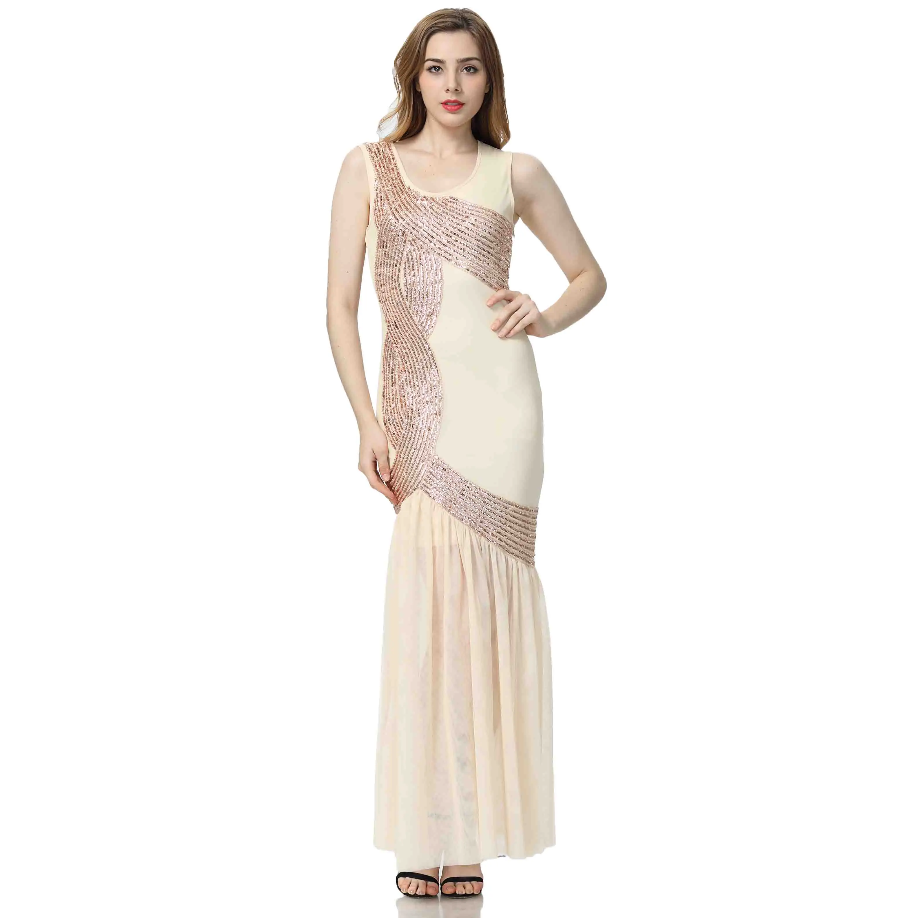 

Long Evening Party Dresses Sleeveless Sequin Maxi Special Occasion Dress Gowns, As picture color or customized color,provide color swatches