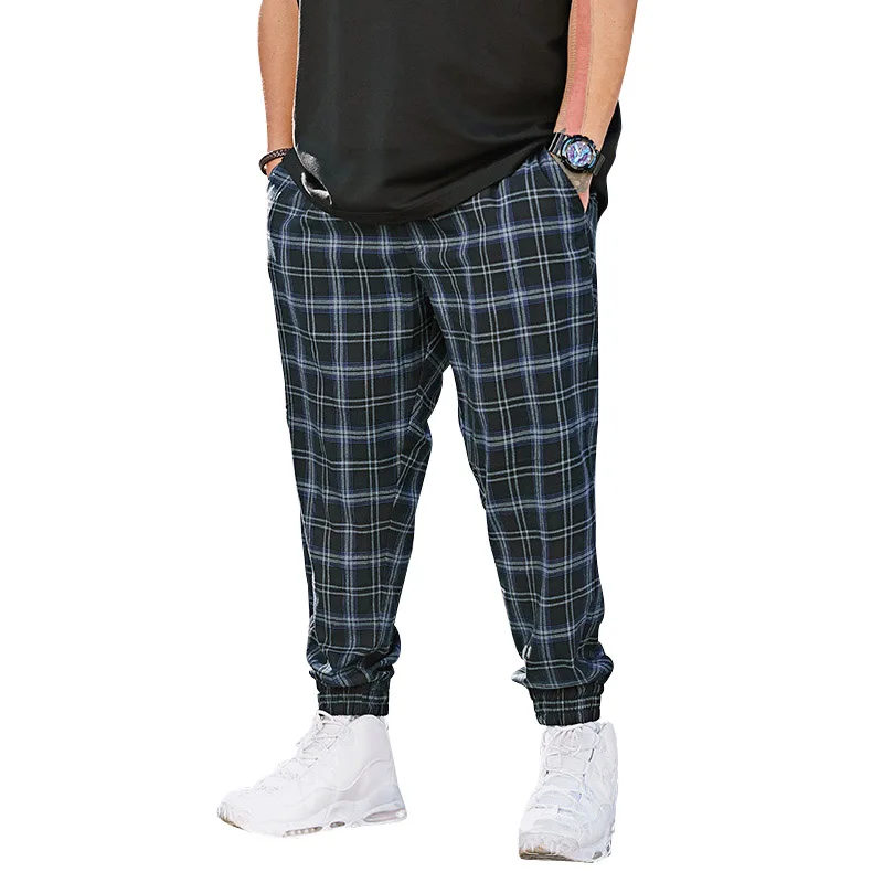 

OEM Men's Plus Size Fashion Plaid Nine Minute Trousers Fat Slacks Casual Pants