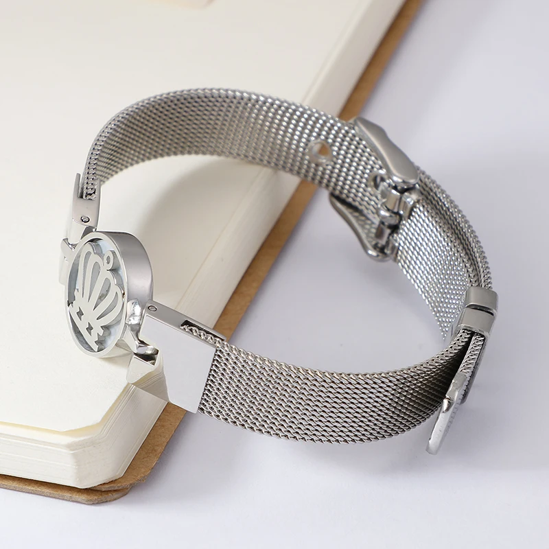 

Qings Fashion Stainless Steel Shell Crown Bangle Bracelet Woven Real Gold Men Bangle