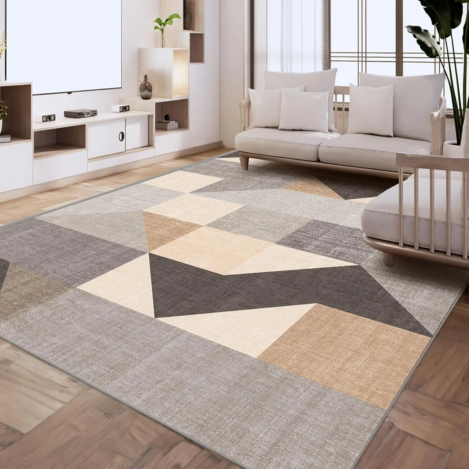 Washable Modern Style  Loop Pile Machine Made Living Room Bedroom Large Area Rug