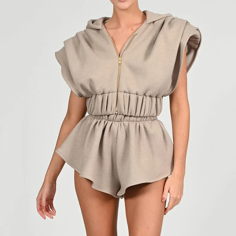 

Ready to ship summer fitness jogging gym Bat sleeve tracksuits hoodie sets two piece short set