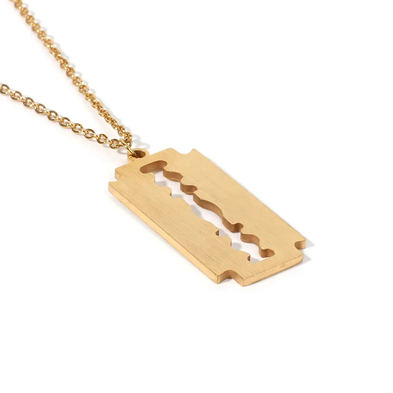 剃须刀刀片吊坠项链男士珠宝剃须刀造型925纯银项链