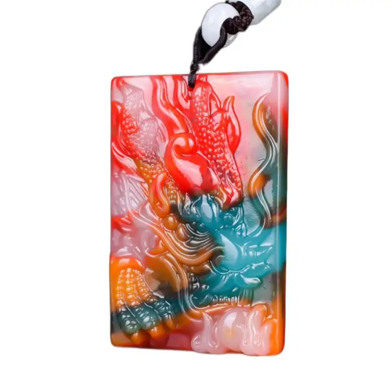 

Colour Jade Dragon Pendant Carved Amulet Necklace Women Jewelry Charm Natural Chinese Gifts Fashion Jadeite