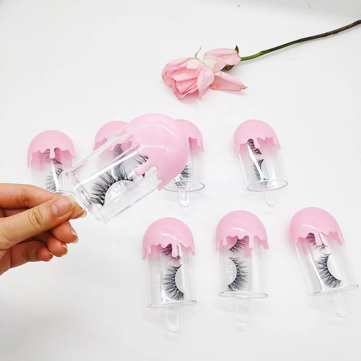 

Popsicle Eyelashes Cases Make Your Own Brand Custom Lash Packaging With Your Logo Luxury 3D Mink Eyelashes Wholesale, Natural black mink eyelashes