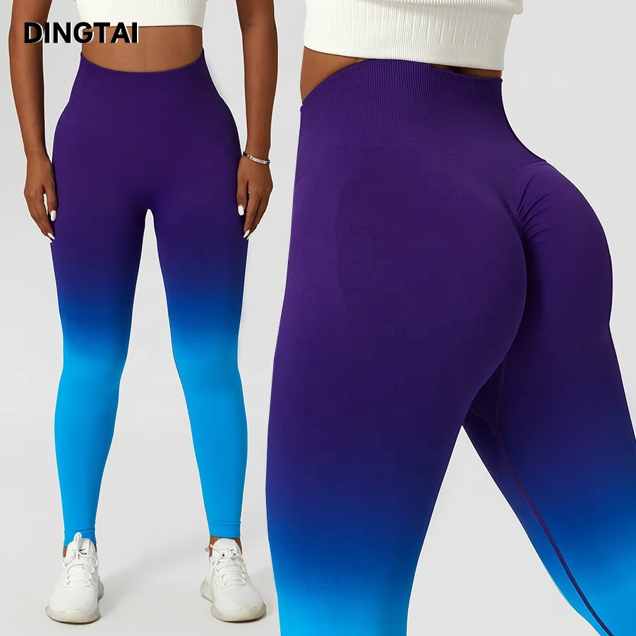 Women High Impact Workout Gym Yoga Activewear Pants Gradient Gym Fitness Legging