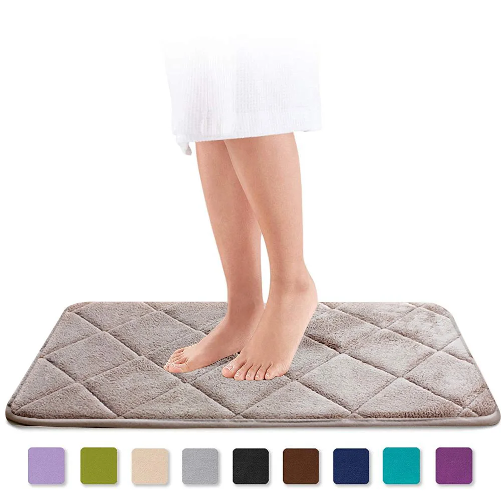 Water Absorb Memory Foam Bath Mat Non Slip Floor Mat Shower Mat For