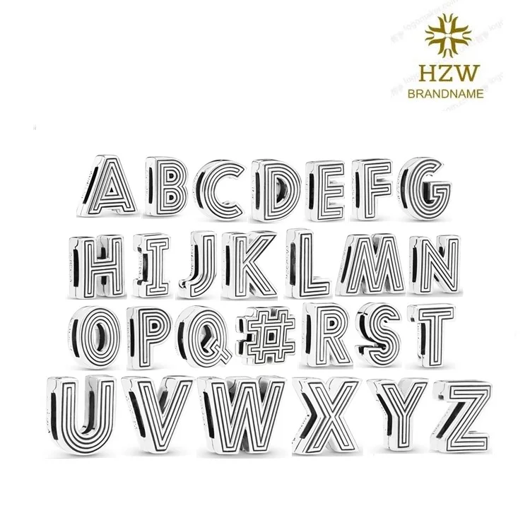 

The most popular 925 sterling silver alphabet series bracelet charms jewelry, Silver color